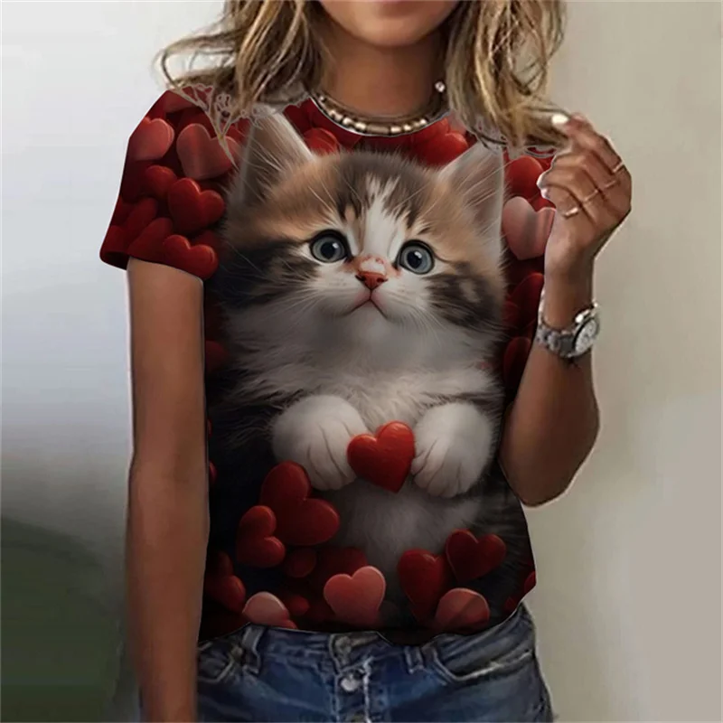 Fashion Street Cat - Fashion Women's T-shirt 3D Printed Kawaii