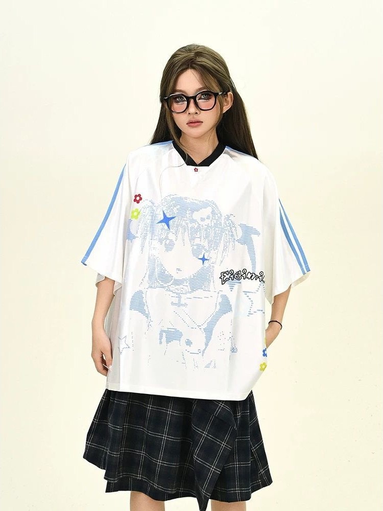 Street Fashion Korean Girl - Sweet Cool Anime Girl Print Short