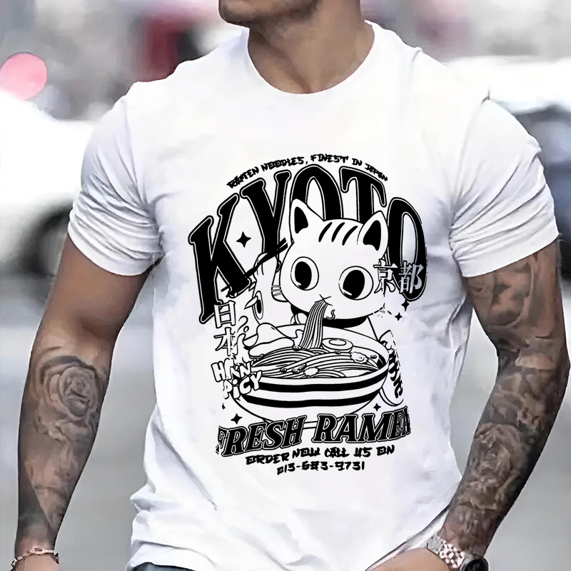 Cute Kyoto Cat Print Men Woman - Street Fashion Kyoto ulasan dan harga