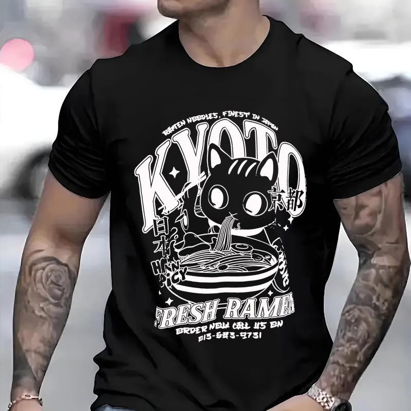 Cute Kyoto Cat Print Men Woman - Street Fashion Kyoto ulasan dan harga