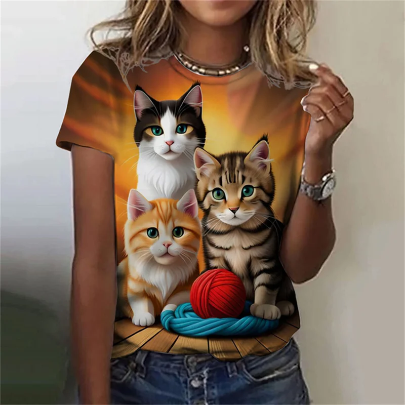 Fashion Women's T-shirt 3D Pri - Fashion Street Cat ulasan dan harga