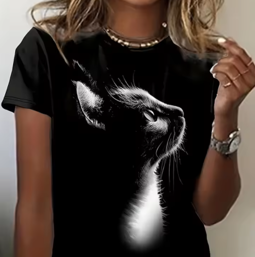 2025 New 3D Cat Print Ladies U - Fashion Street Cat ulasan dan harga