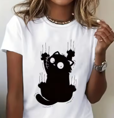 2025 New 3D Cat Print Ladies U - Fashion Street Cat ulasan dan harga