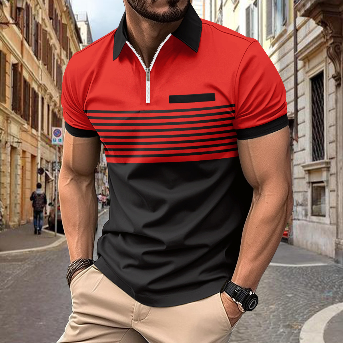 2025 Summer lapel zipper Casua - Street Fashion Men 2025 ulasan dan harga