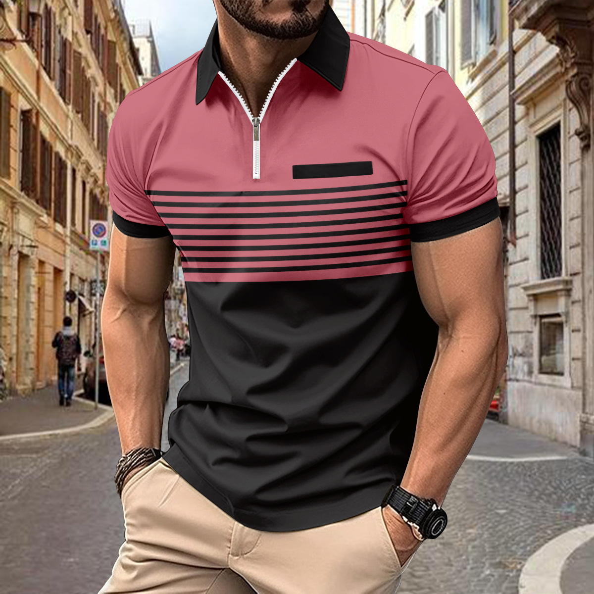 2025 Summer lapel zipper Casua - Street Fashion Men 2025 ulasan dan harga