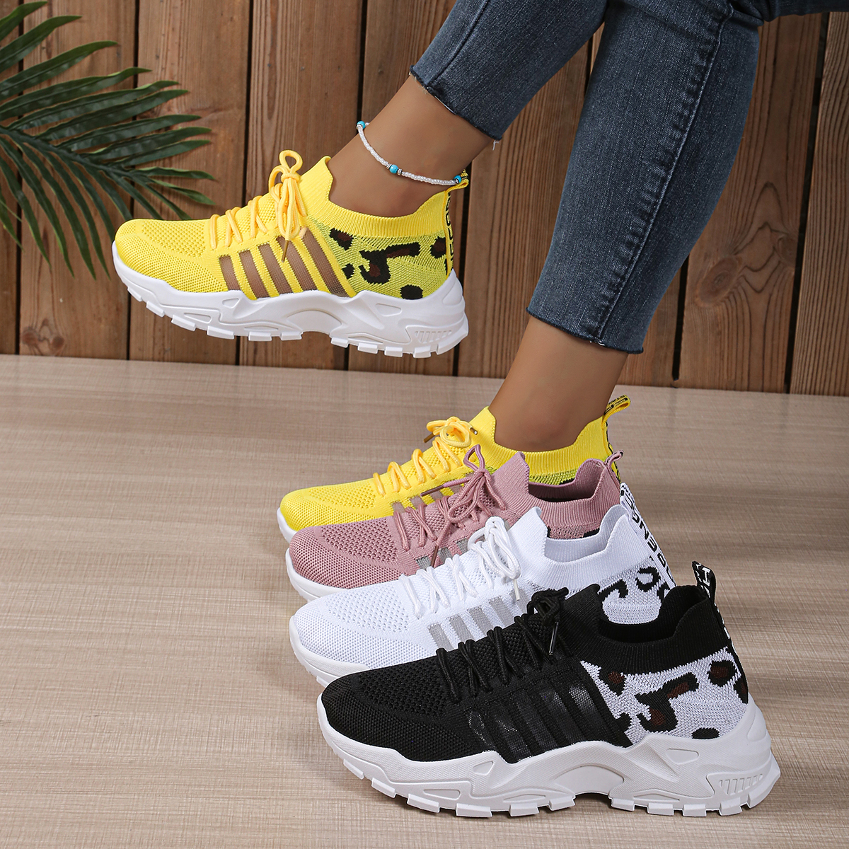 Leopard Print Knit Women's Sne - Street Fashion Walk ulasan dan harga