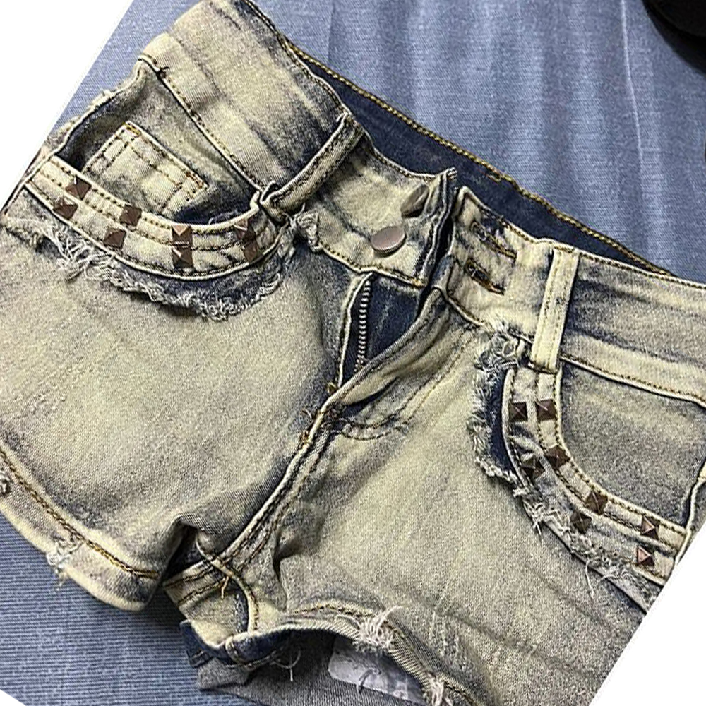 Retroy2K American Rivet Shorts - Street Fashion Hot ulasan dan harga