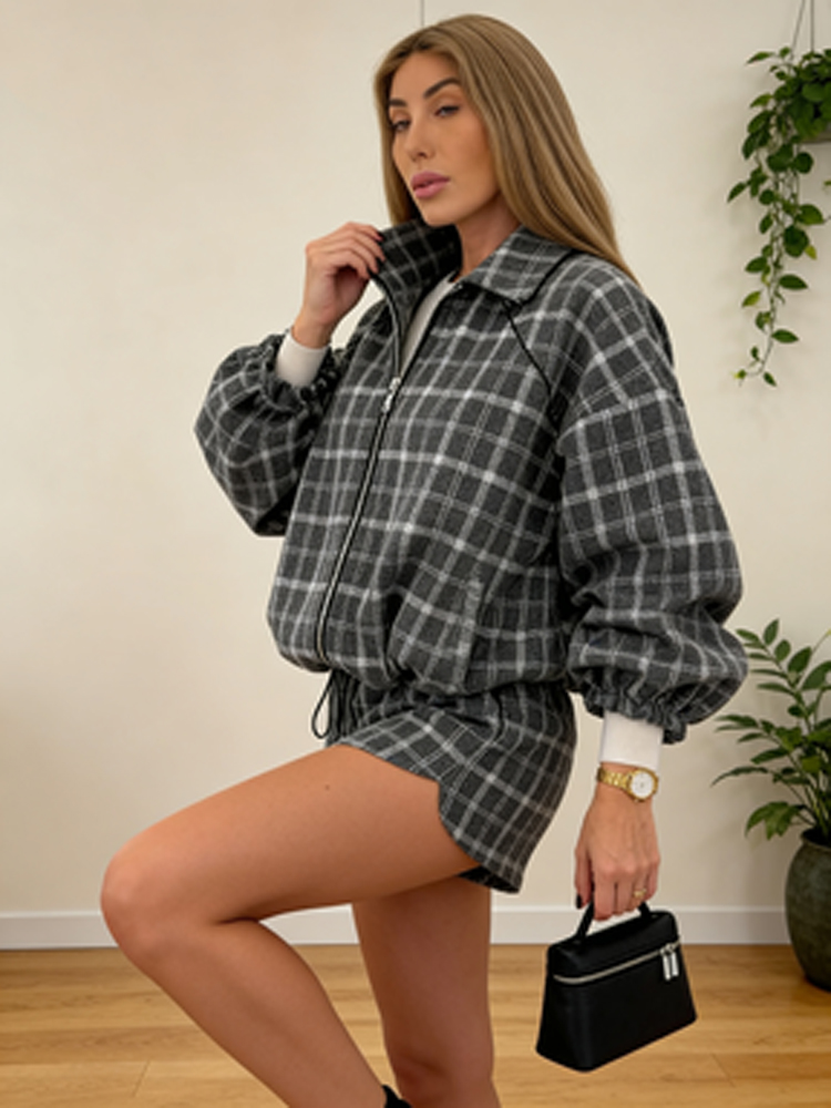 Women Casual Plaid Shorts Sets - Street Fashion Outfit For Men ulasan dan harga