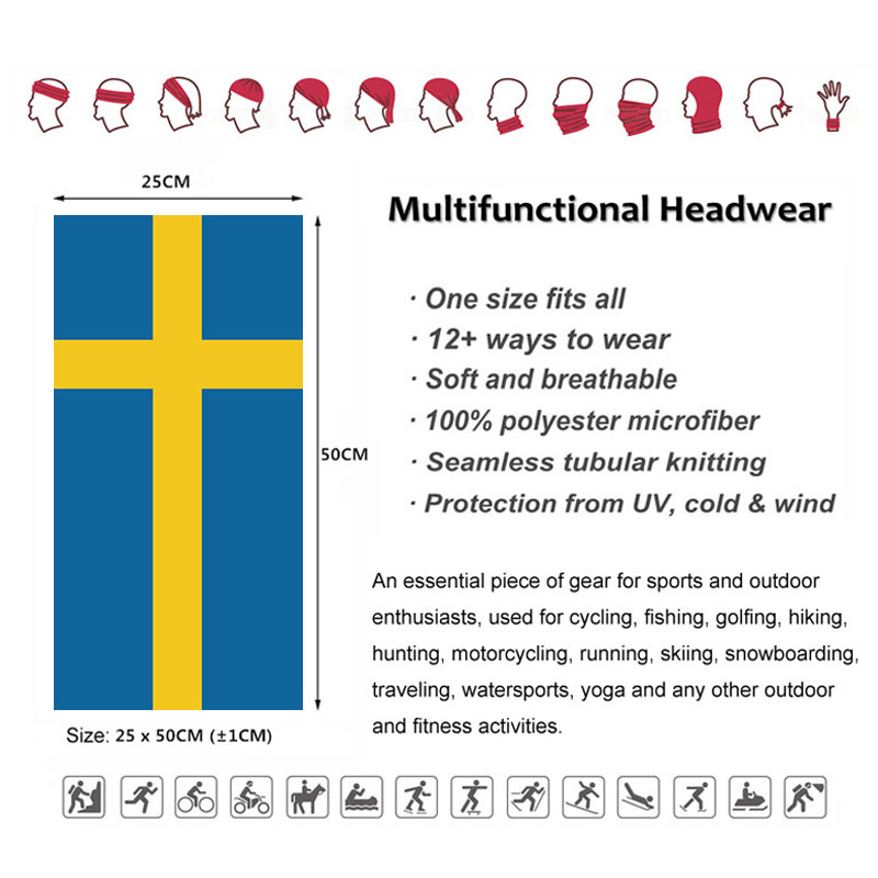 Sweden Flag Printed Bandana He - Balaclava Face Mask ulasan dan harga