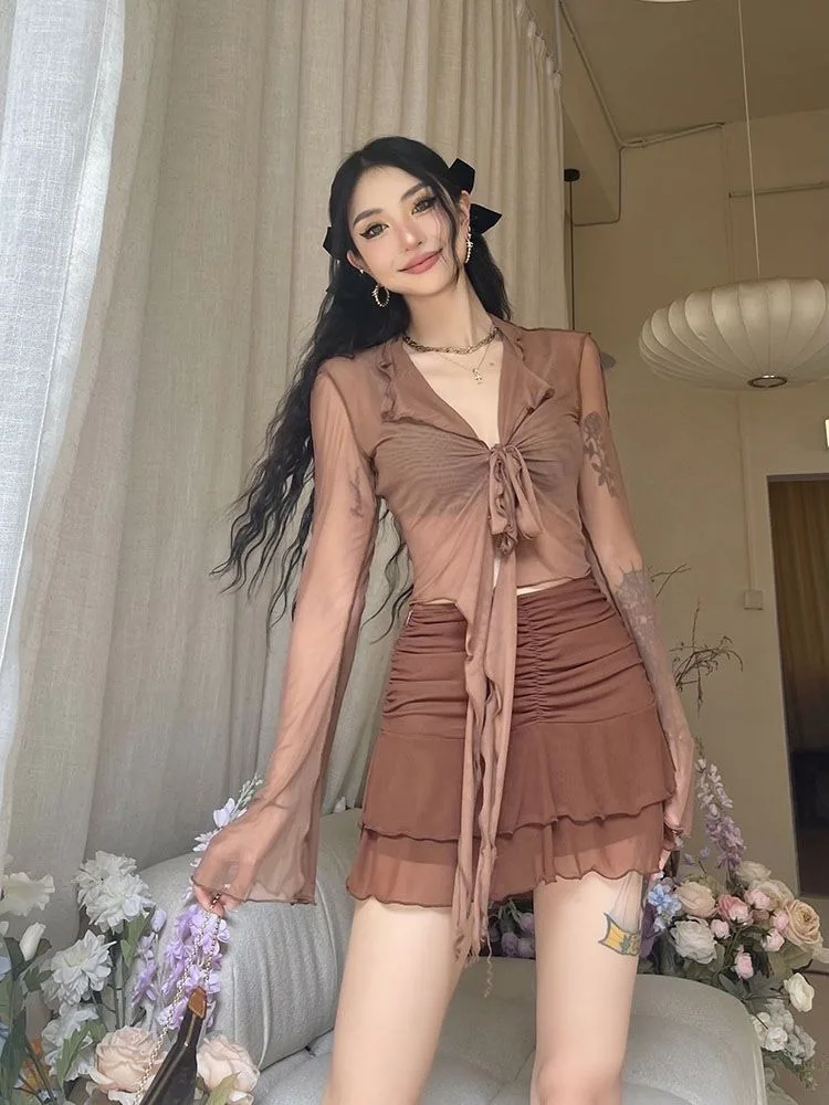 Long Flare Sleeve Blouses for  - Street Fashion Korean Girl ulasan dan harga