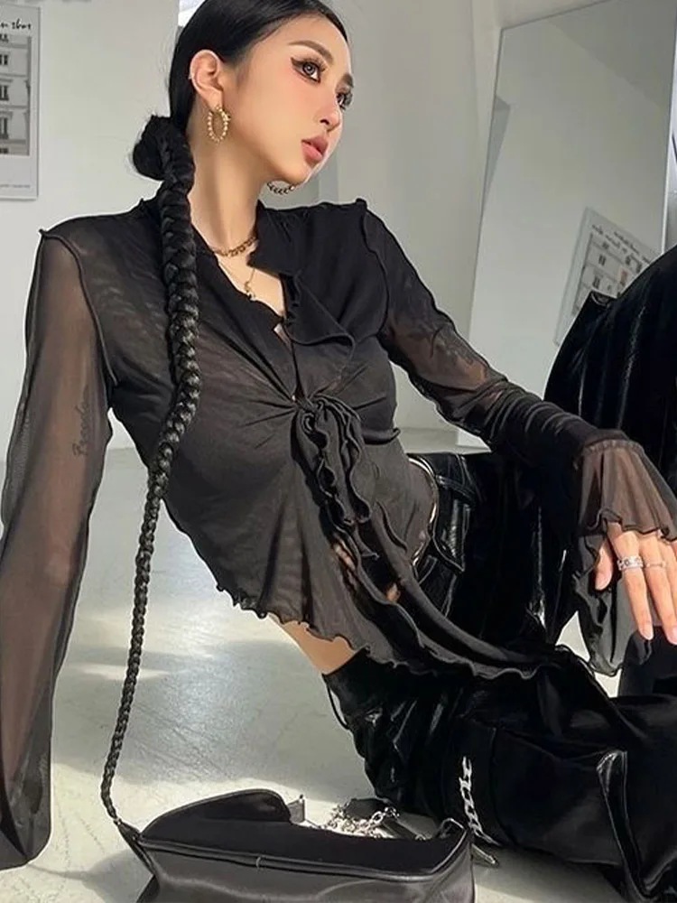 Long Flare Sleeve Blouses for  - Street Fashion Korean Girl ulasan dan harga