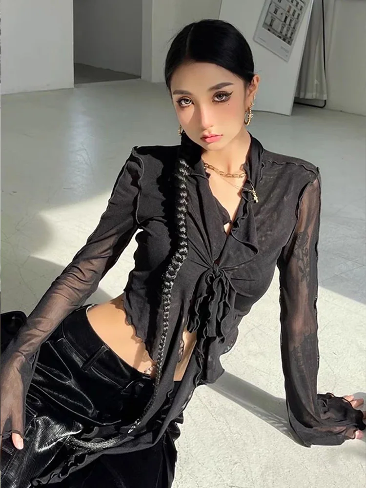 Long Flare Sleeve Blouses for  - Street Fashion Korean Girl ulasan dan harga