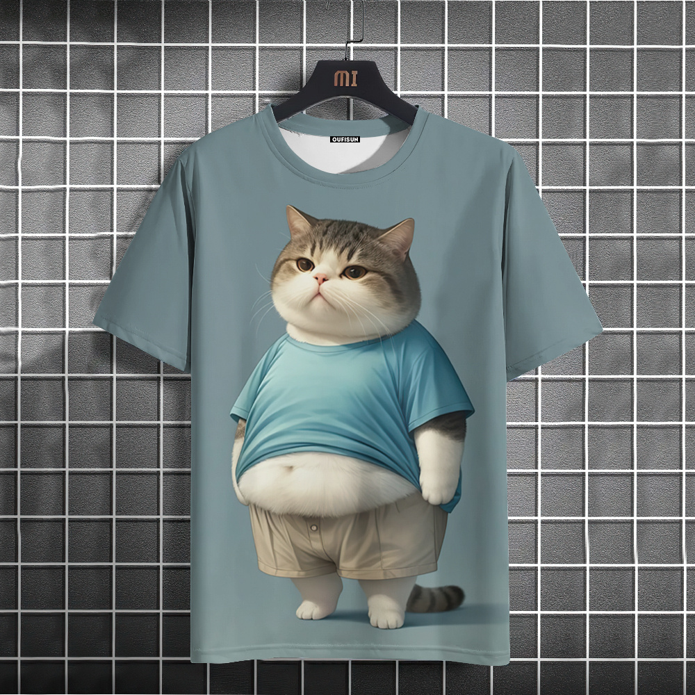 Summer Men T-Shirt Fun Cat 3D  - Fashion Street Cat ulasan dan harga