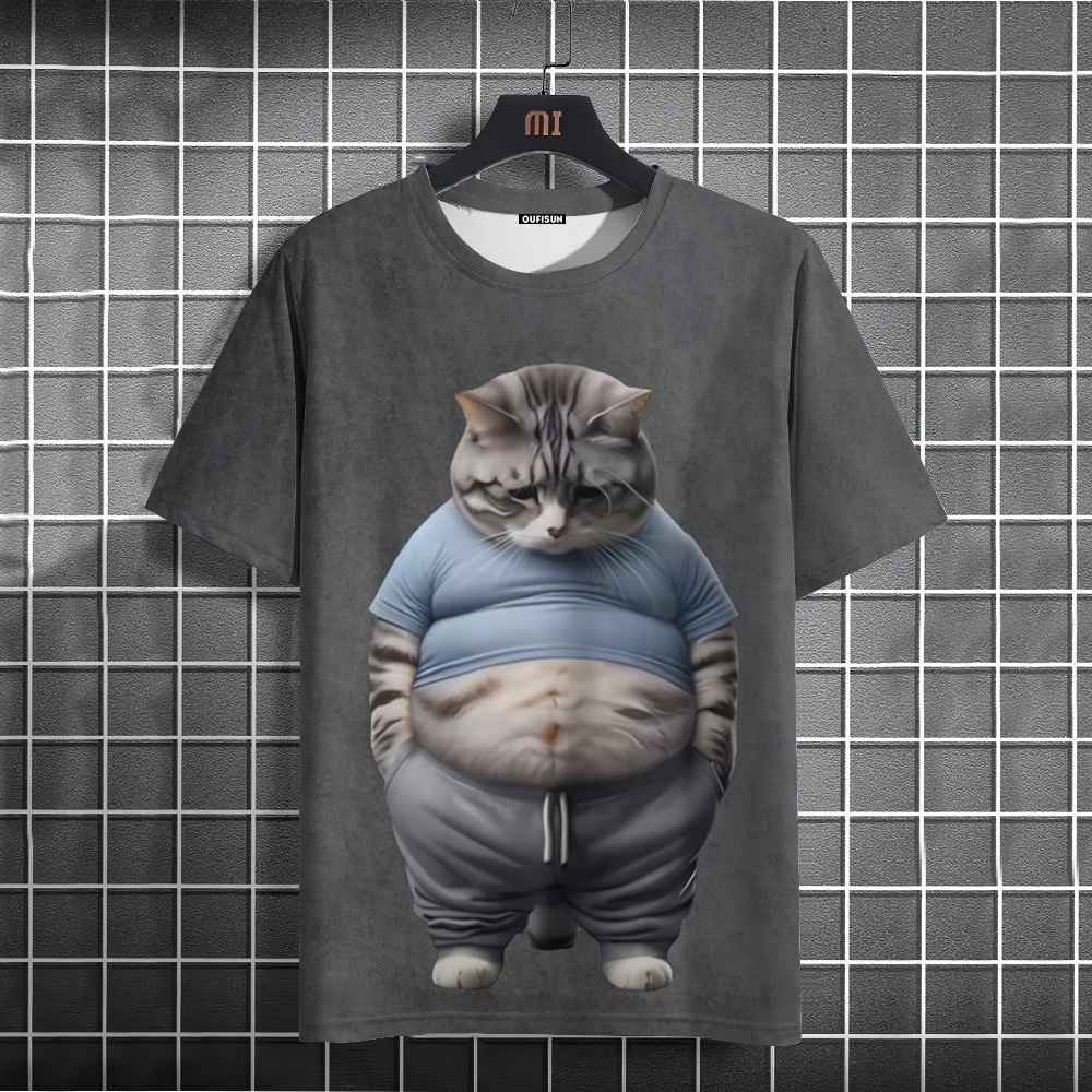 Summer Men T-Shirt Fun Cat 3D  - Fashion Street Cat ulasan dan harga