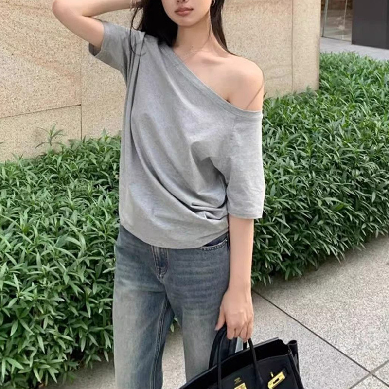 Summer Female T-shirts Off Sho - Street Fashion Korean Girl ulasan dan harga