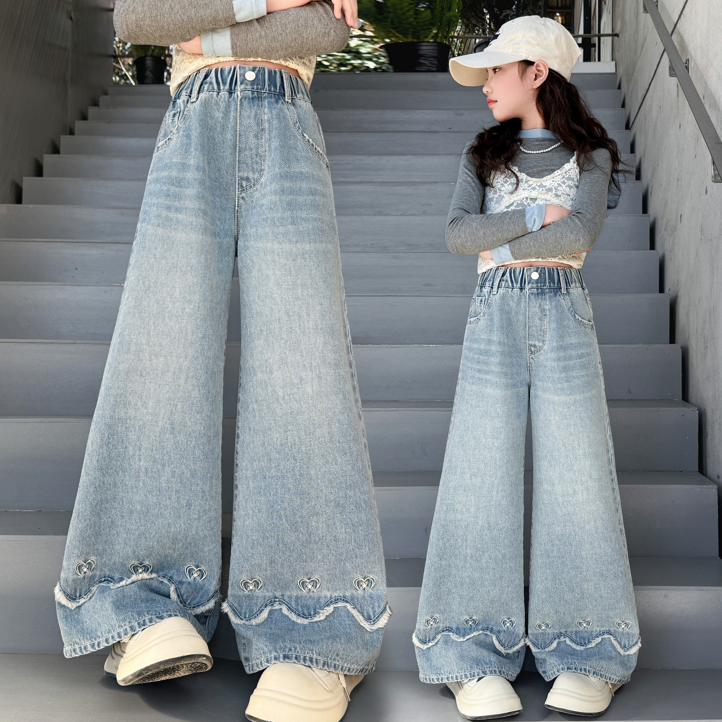 Korean Child Fashion Jeans tro - Street Fashion Korean Girl ulasan dan harga