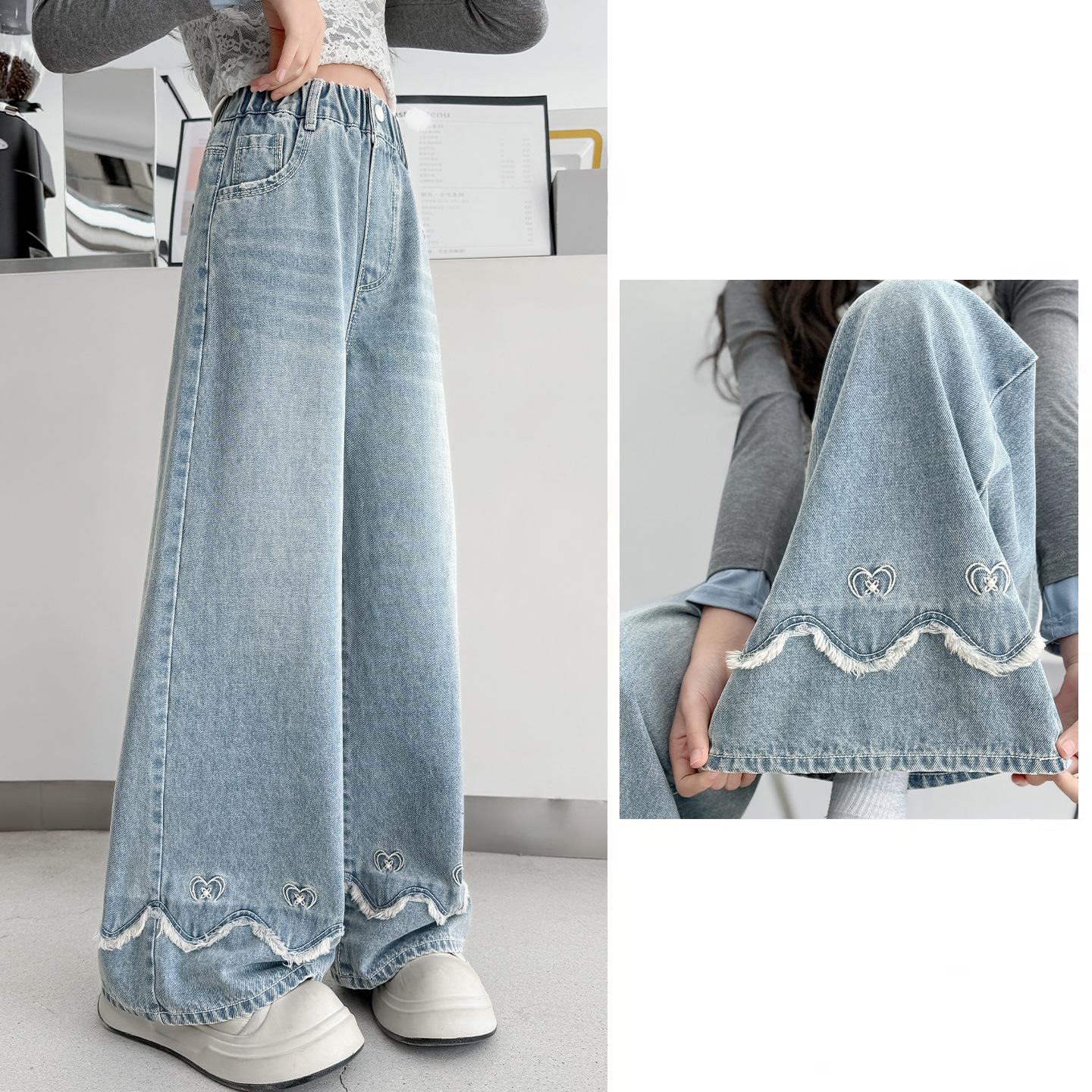 Korean Child Fashion Jeans tro - Street Fashion Korean Girl ulasan dan harga