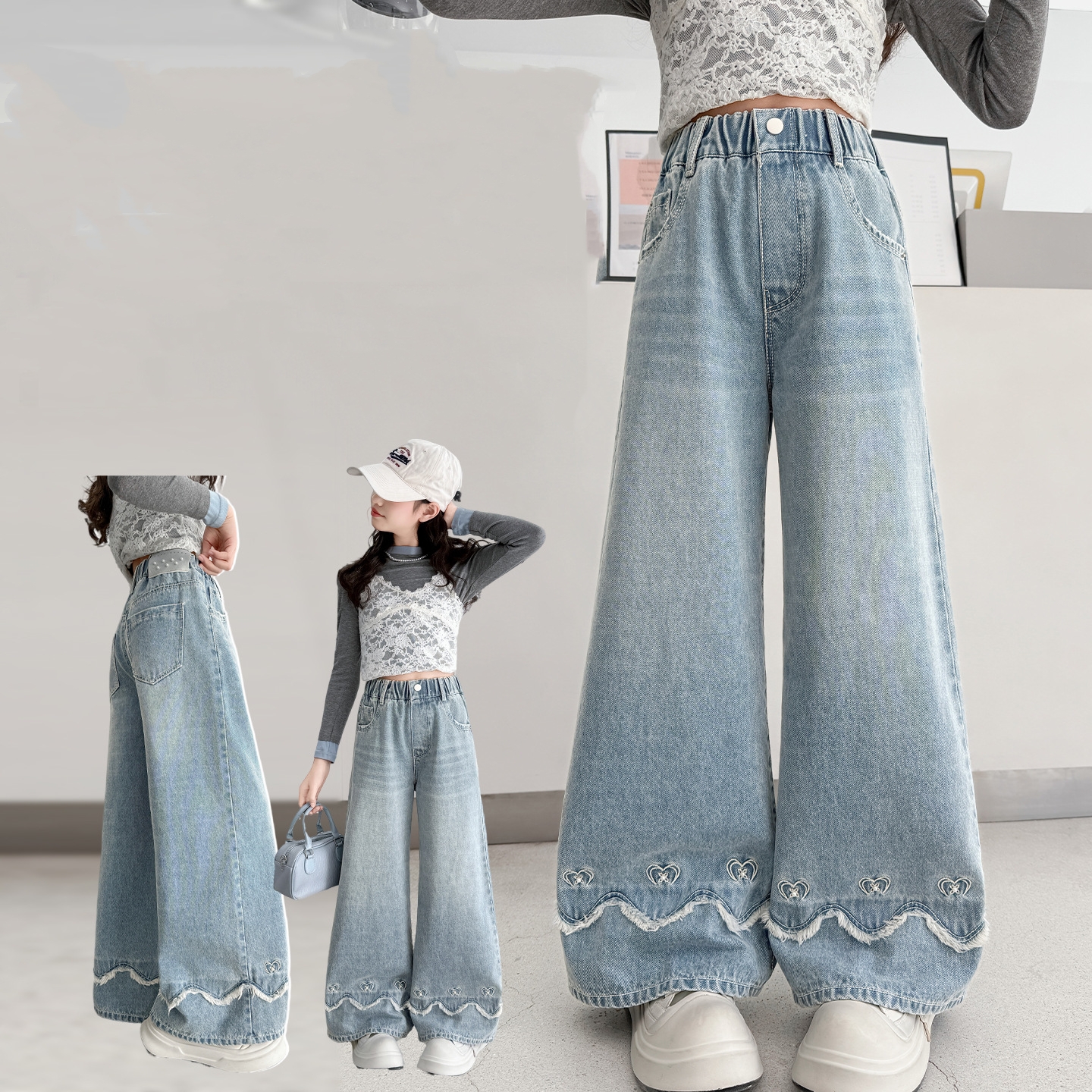 Korean Child Fashion Jeans tro - Street Fashion Korean Girl ulasan dan harga