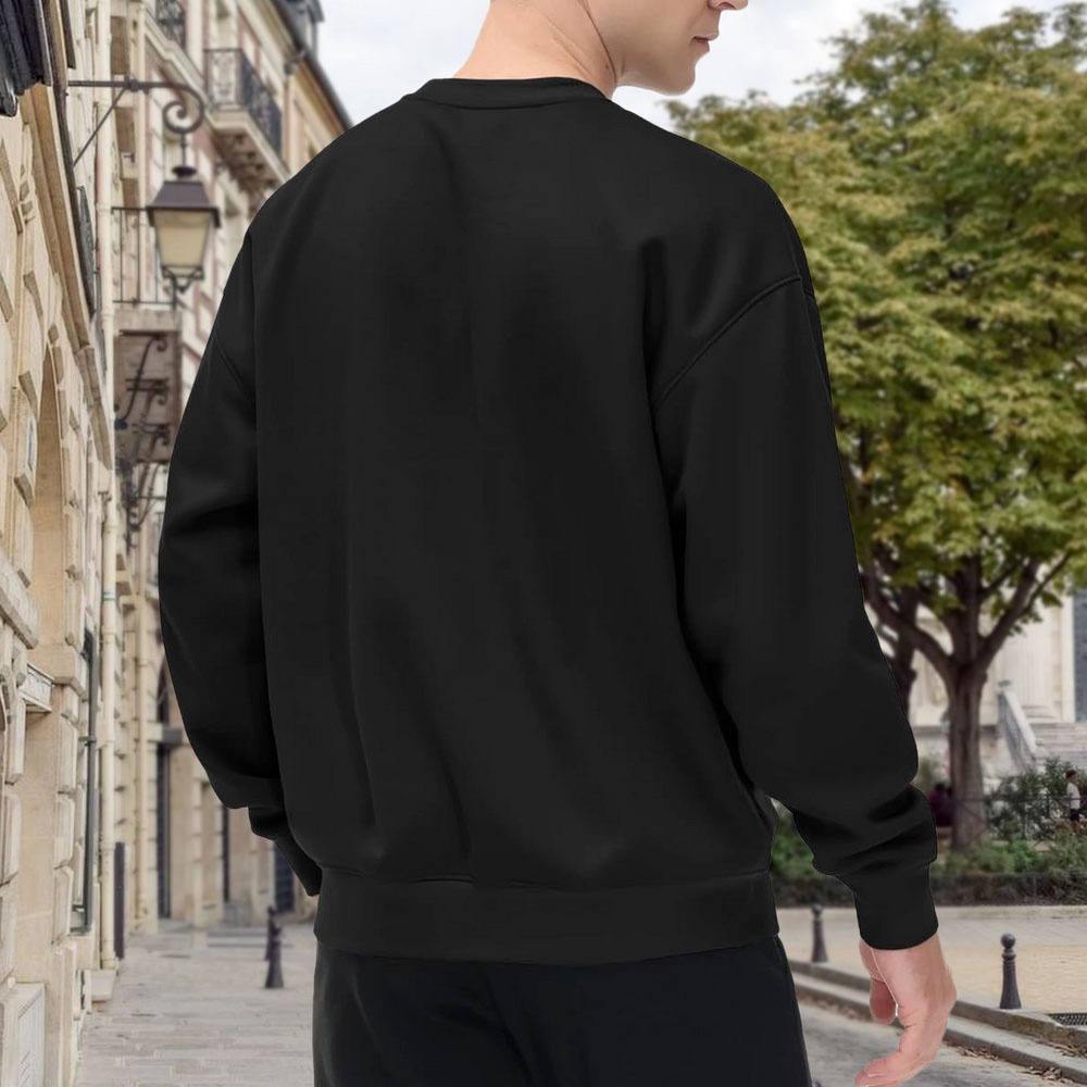 Men's Black Crew Neck Loose Sw - Street Fashion Berlin ulasan dan harga