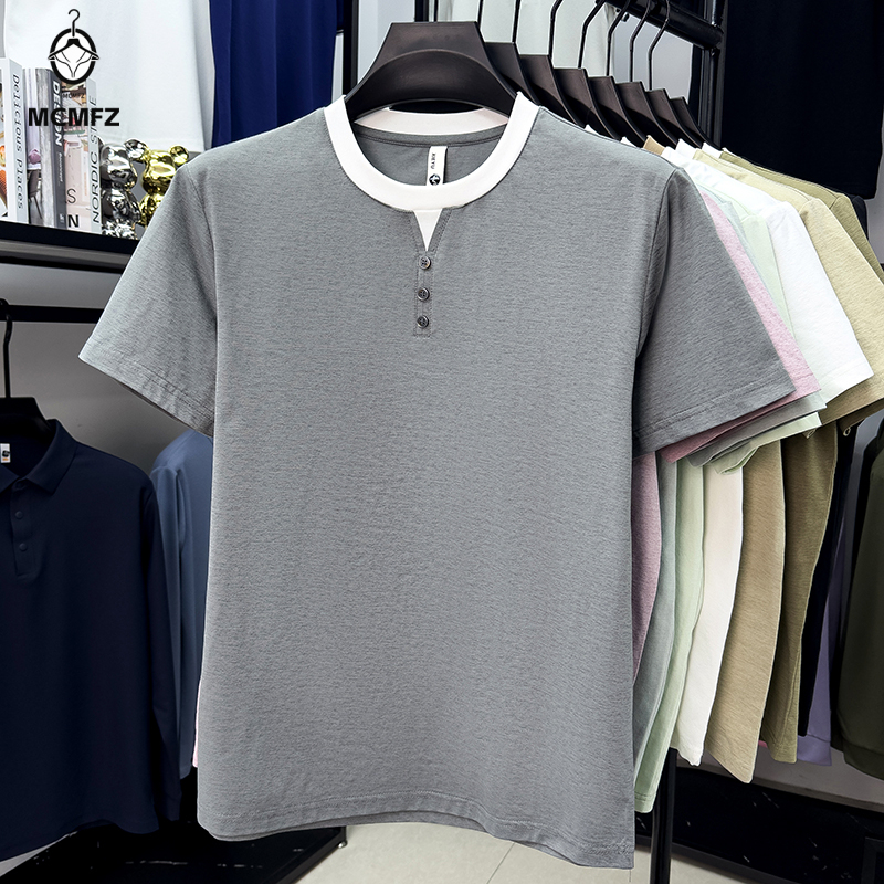 Men Casual Short Sleeve Henley - Street Fashion Style ulasan dan harga