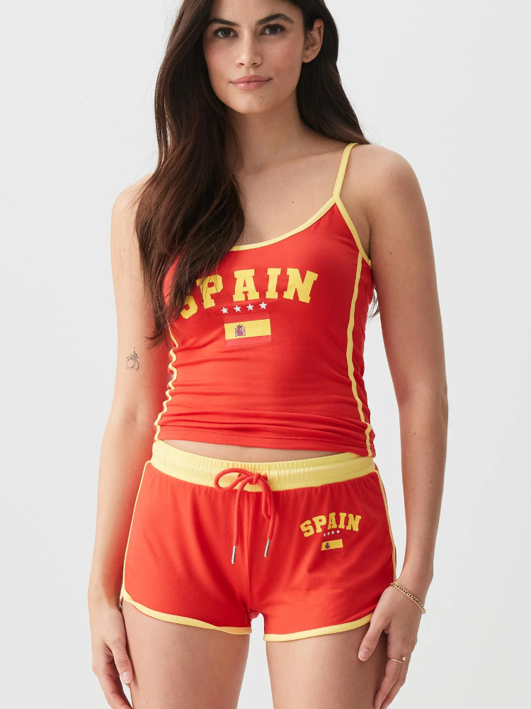 Women Y2K Spain Print 2 Piece  - Street Fashion Jersey ulasan dan harga